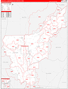 Yuba City Metro Area Wall Map Red Line Style